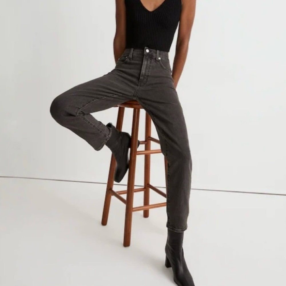 Madewell Perfect Vintage Jeans Charcoal Gray Black Lunar Wash Denim Size 29